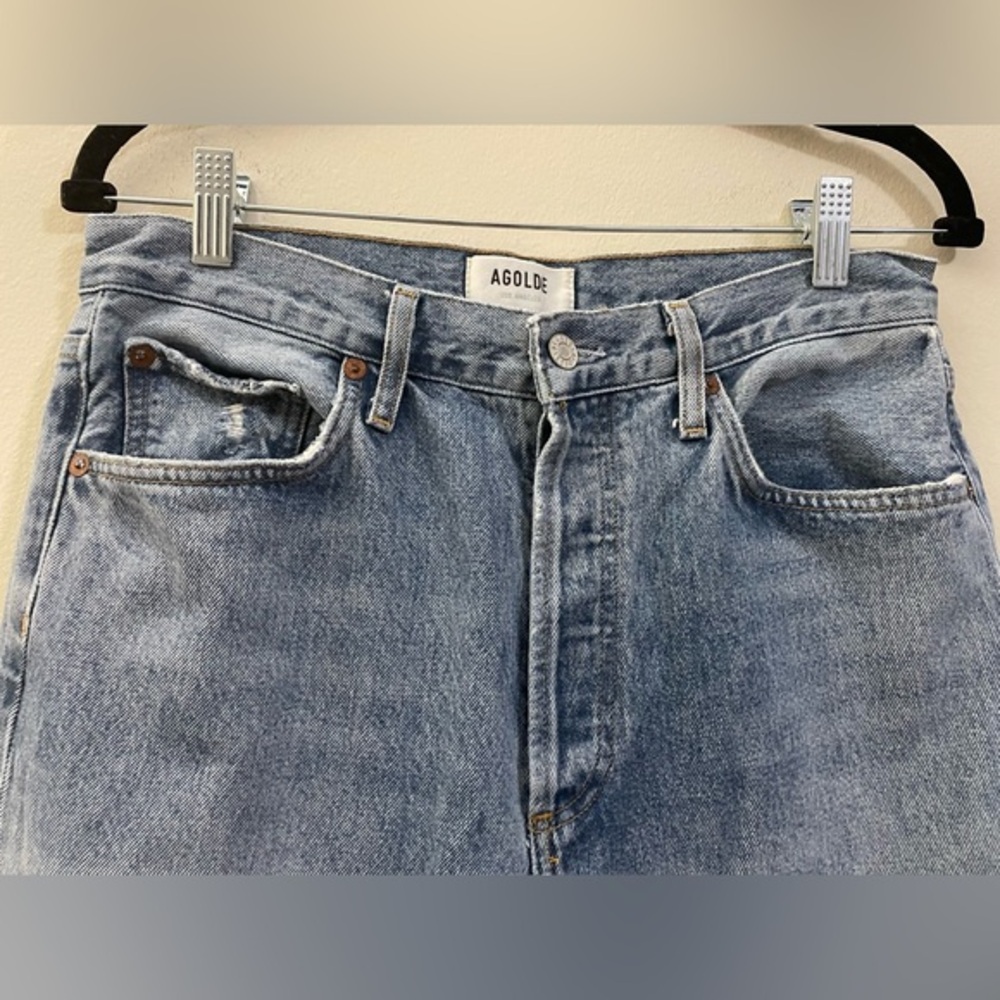 Agolde Riley High‎ Rise Distressed Straight Leg Jeans - 28 - Picture 2 of 16